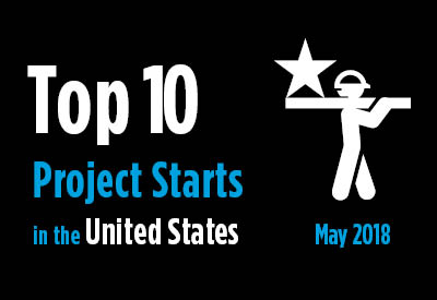 Top 10 project starts in the U.S. - May 2018