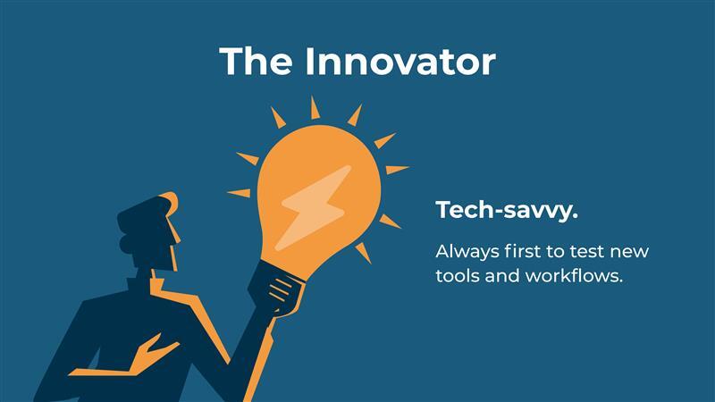 Illustration of an estimator with a lightbulb, representing The Innovator