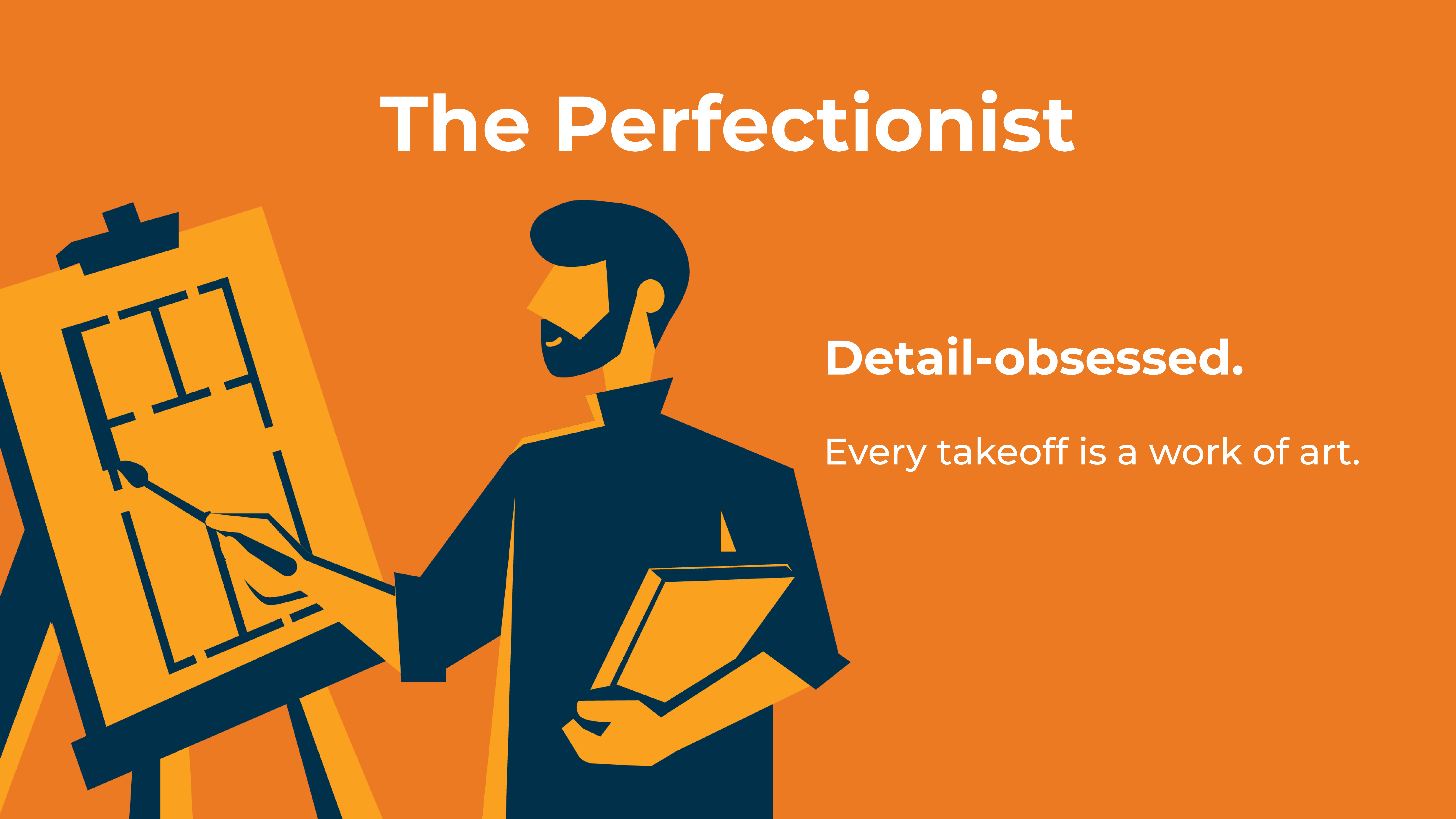 Illustration of an estimator painting a construction plan representing The Perfectionist