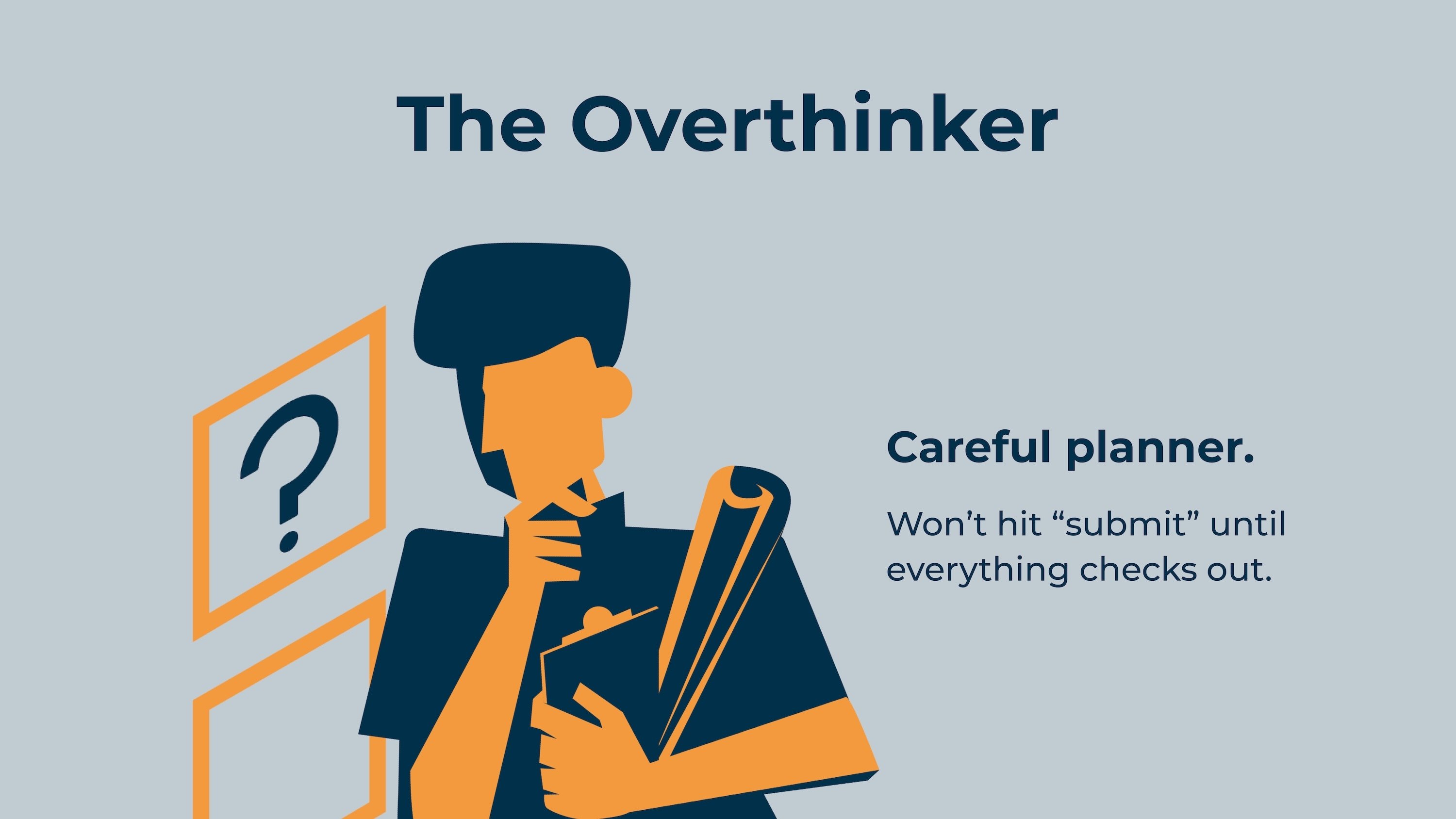 Illustration of an estimator with a question mark representing The Overthinker