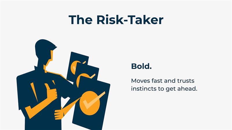 Illustration of an estimator with his thumbs up, representing The Risk Taker