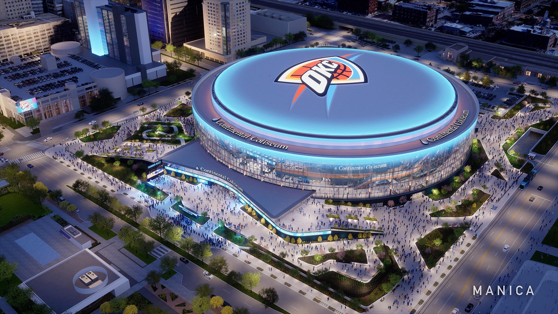 ariel view of initial stadium design