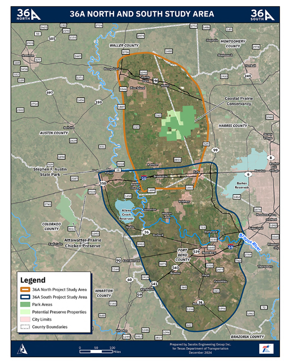txdot 36a project map environmental studies TXDOT