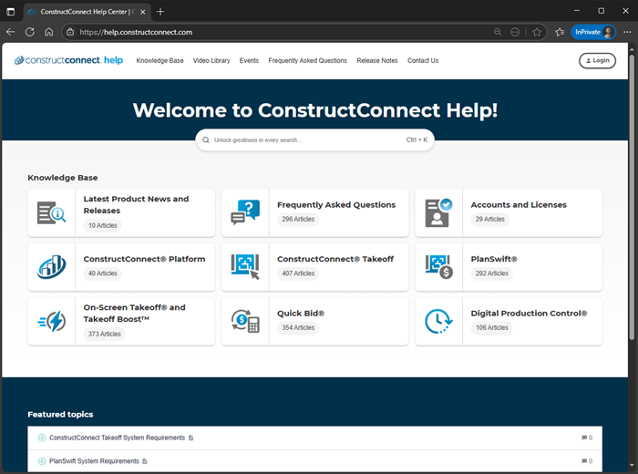 the knowledgebase toolbar provides shortcuts to key sections of the site, Picture