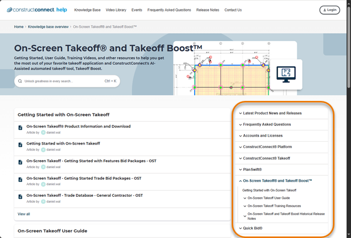 The landing page provides access to sections for each product