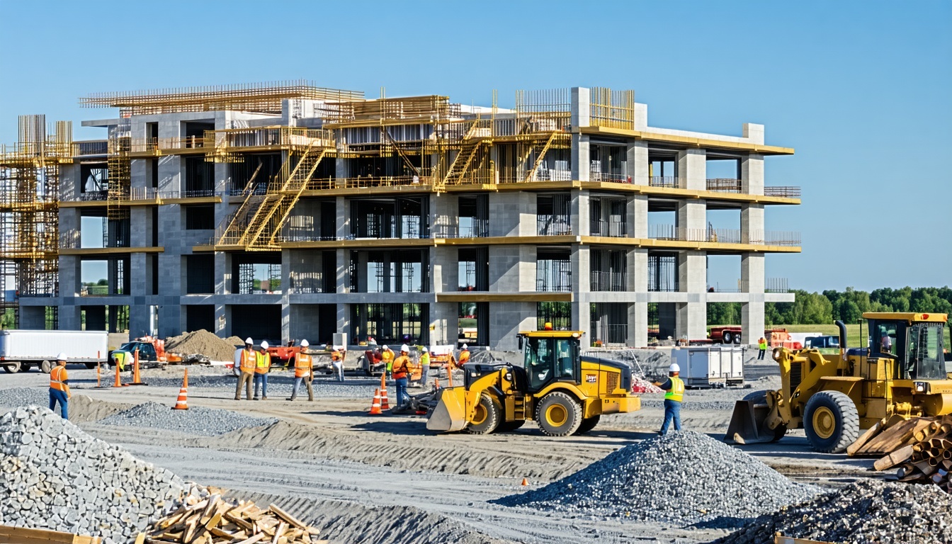 an ai generated project site showing commercial nonresidential building under construction 