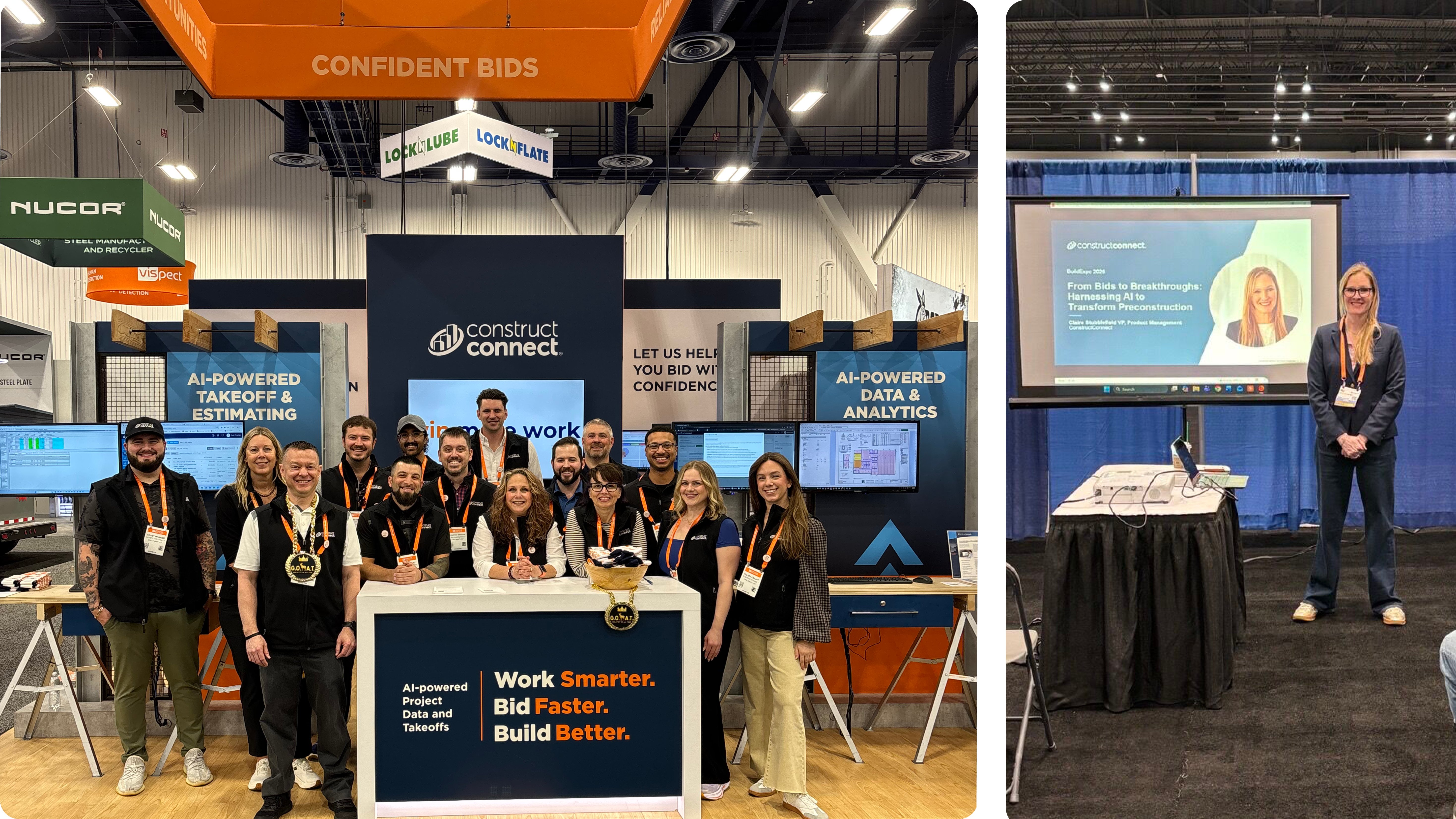 A collage of ConstructConnect colleagues at different tradeshows