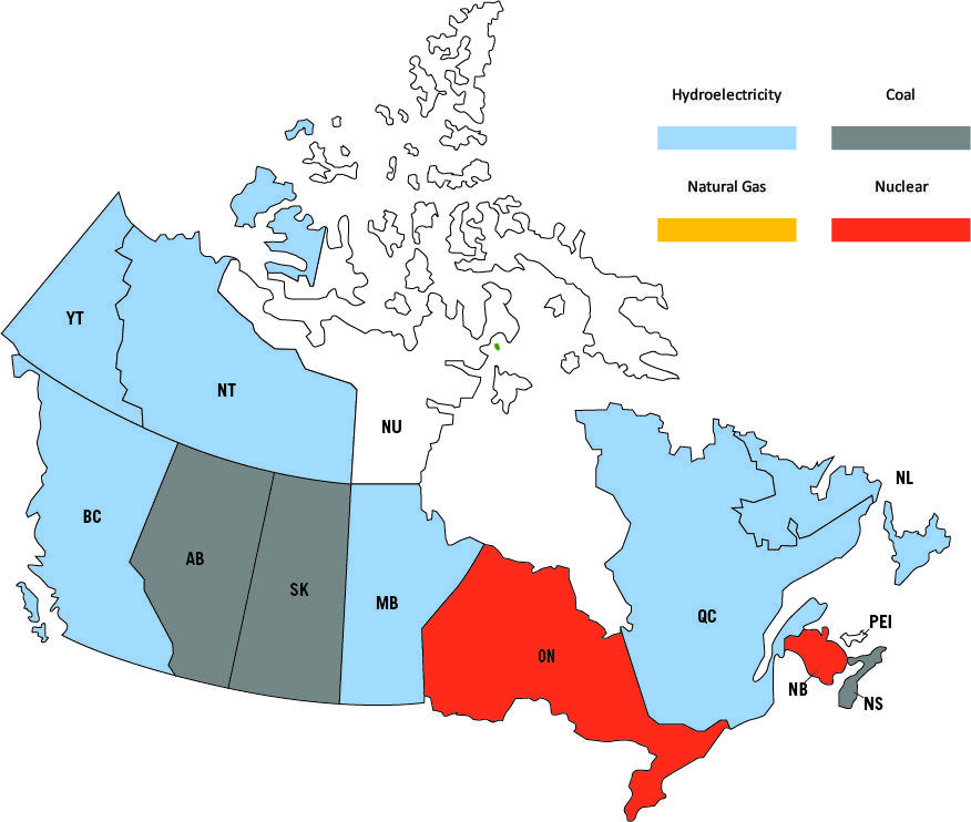 Electric Power Generation in Provinces and Territories, Primary Fuel Source Map