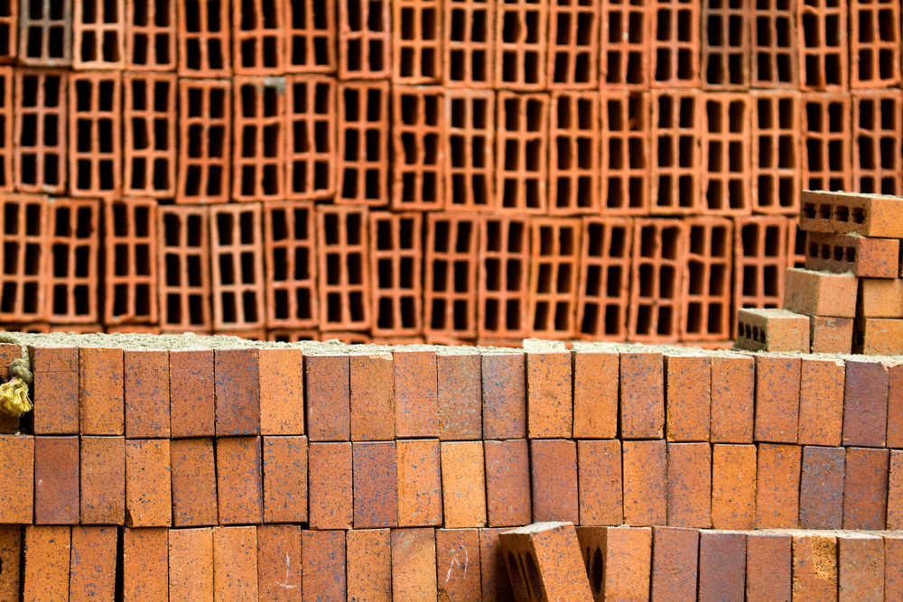 pile of bricks on a construction site