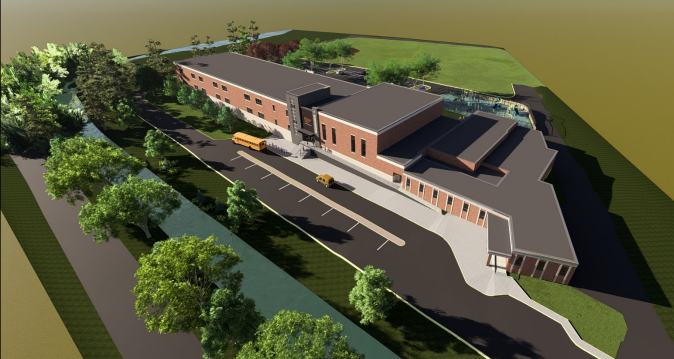 Architect AEM rendering of the new Stony Creek Elementary school in PA